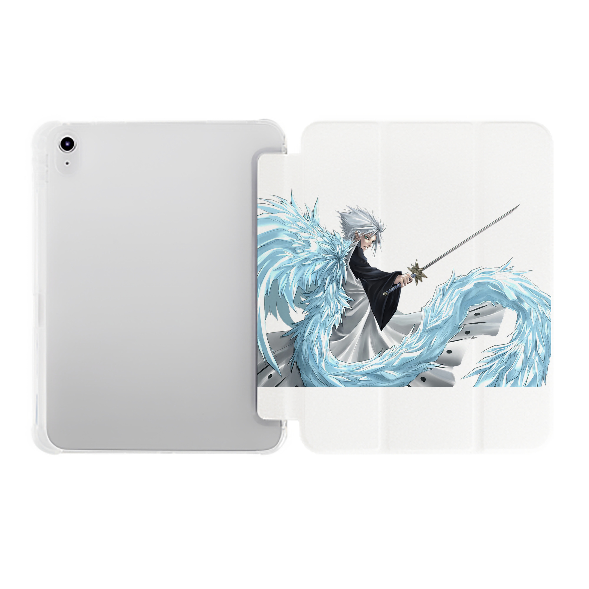（画像用） ブリーチ 日番谷冬獅郎（ひつがや とうしろう） BLEACH Hitsugaya Toushirou IPad ケース ペン収納付き 三つ折りスタンド PUレザー×シリコン 対応機種9.5/10.5/10.9インチ